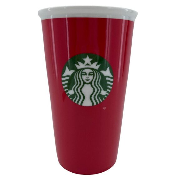 Starbucks 2017 Red Double Wall Ceramic Coffee Travel Mug To Go Tumbler 12oz - Picture 11 of 11